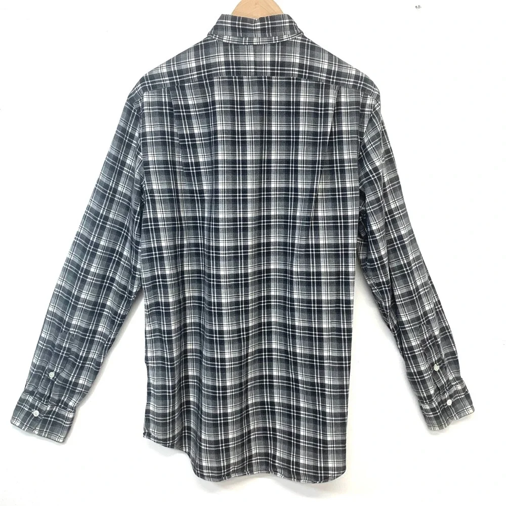 Polo Ralph Lauren Mens Plaid Button Down Shirt Black White Long Sleeve Cotton L